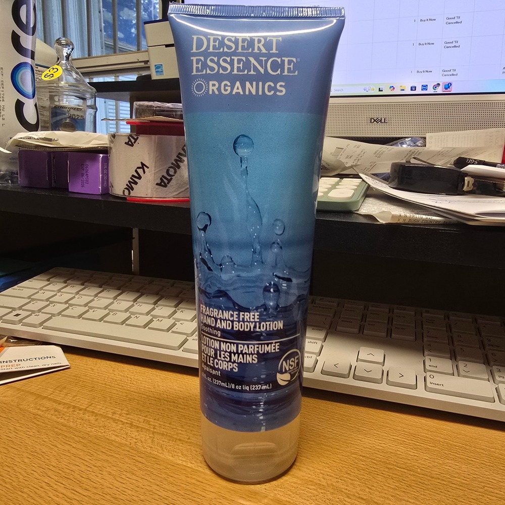 Desert Essence Organics Fragrance Free Hand and Body Lotion 8oz Soothing Vegan